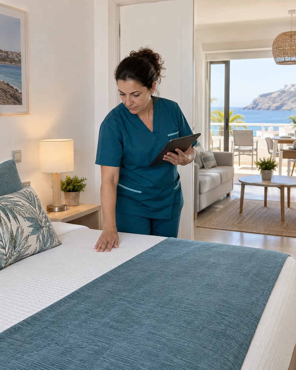 Limpieza de viviendas vacacionales: equipo preparando un apartamento